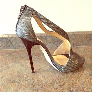 Jimmy Choo Glitter Platform Sandal - Size 35 1/2