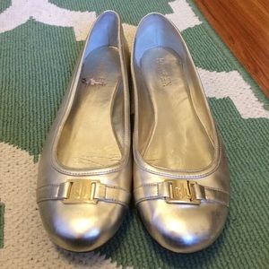 Ralph Lauren gold flats