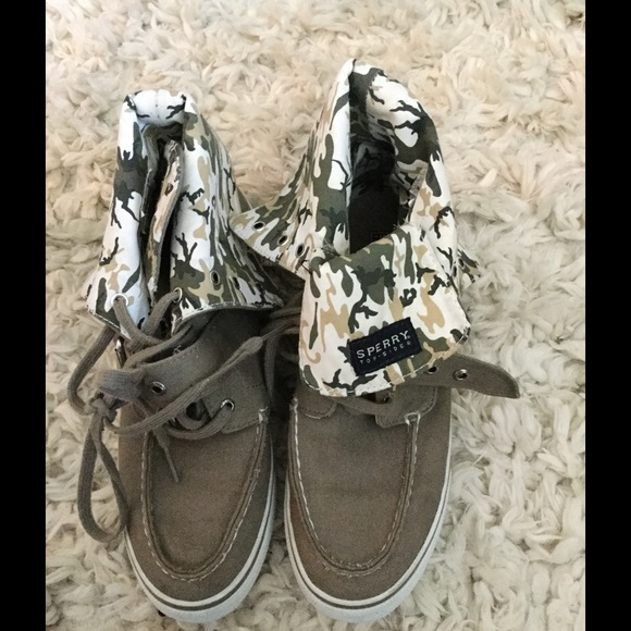 High or low top sperrys in camo