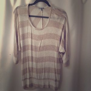 Quarter-sleeved Striped Sweater