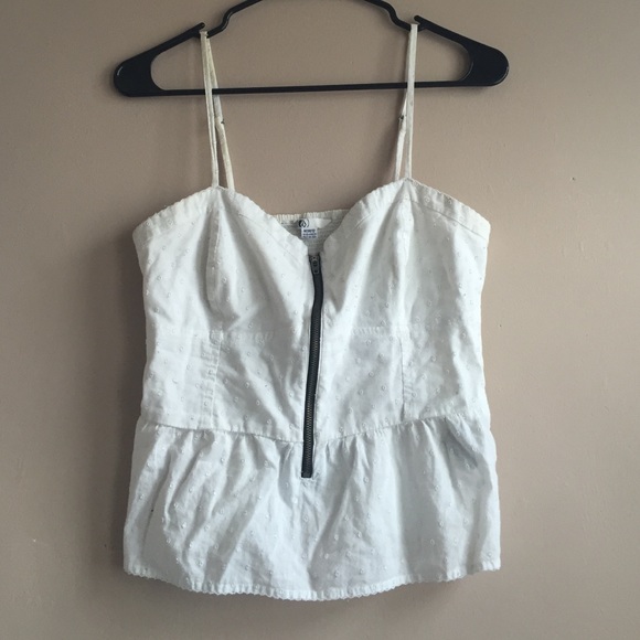 Volcom: White Zip Corset Top