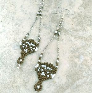 Chinese Seeds Beaded Peyote Long Boho Earrings