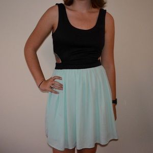 Sea foam green dress with cutouts