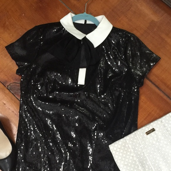 black sequin tuxedo dress