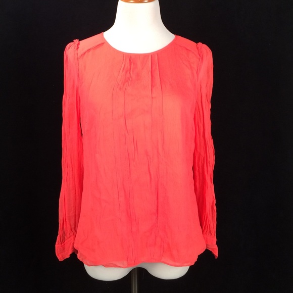 Silk J. Crew Long Sleeve Blouse with Button Back