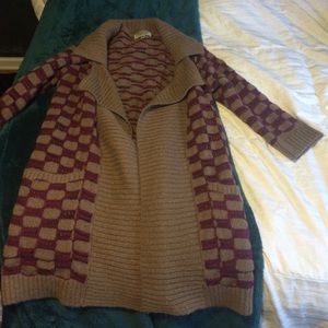 Tan/purple cardigan