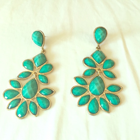 Green stone earrings