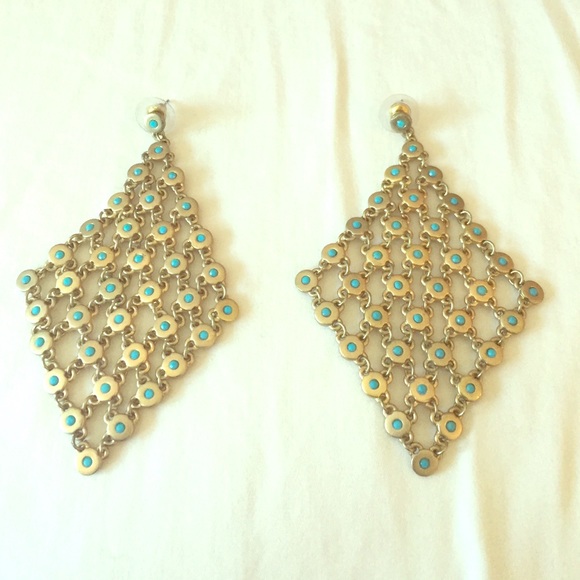 Diamond shaped turquoise earrings