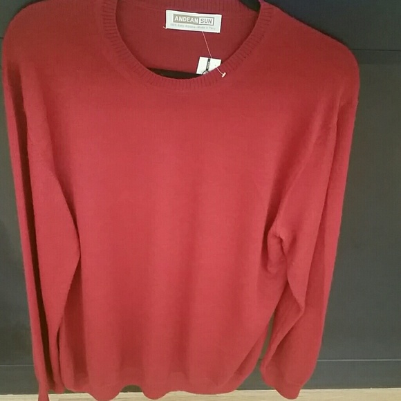 Unisex crew neck red alpaca sweater