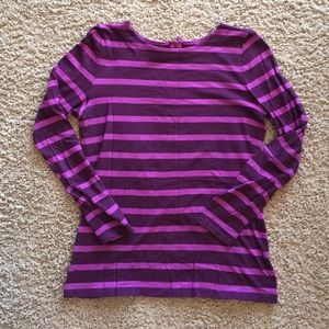 Loft striped long sleeve T w/ zipper detail (S)