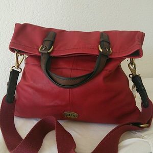 Fossil Explorer Leather Tote Burgundy