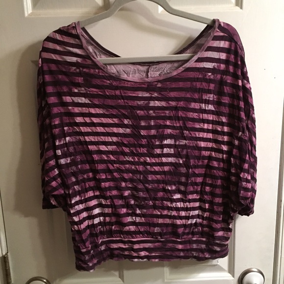 Purple tie-dye striped crop batwing tee