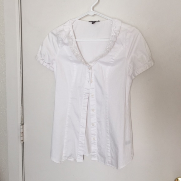 The Limited white ruffled blouse