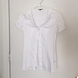 The Limited white ruffled blouse