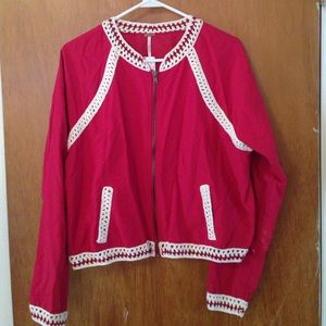 Free People Lightweight Ruby Red Jacket