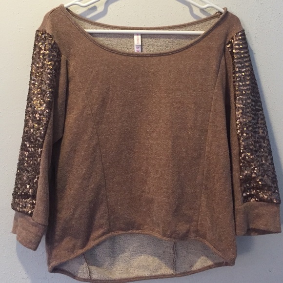 Tan sweater with sequence