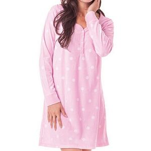Pink Dot Henley Sleepshirt Medium
