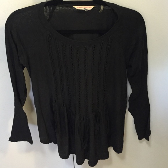 Rebecca Taylor Braided Fringe Long Sleeve Tee SM