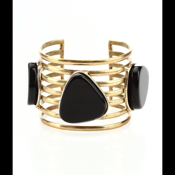 Beautiful indie Designer Gold Onyx Cuff Bracelet