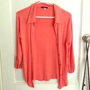 Coral rayon cardigan