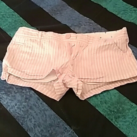 Pink and white striped shorts