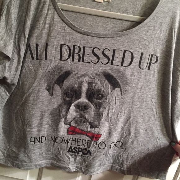 Gray ASPCA dog flowy cropped tee