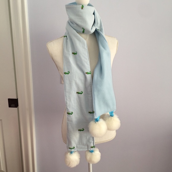 The Pink Alligator Accessories - FINAL SALE..The Pink Alligator Blue  Pom Pom Scarf