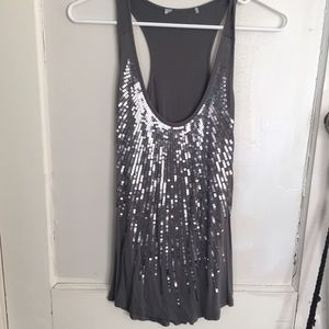 Charcoal gray sequin dressy tank