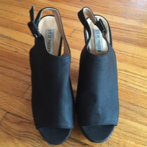 Steve Madden Gabby black Leather platform heels 8