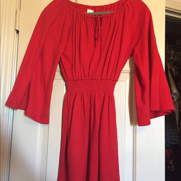Red elastic waist dress