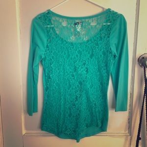 Turquoise top with lace back