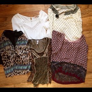 BUNDLE 2 White shirts, cardigan, and scarf