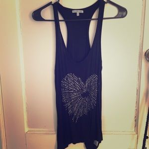 Black top with sparkle heart design
