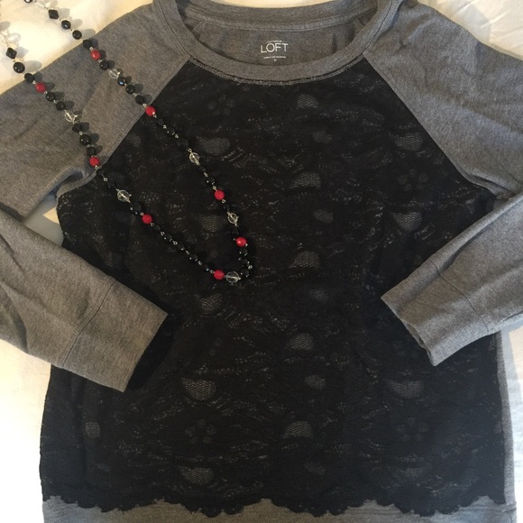Ann Taylor Loft lace front sweatshirt