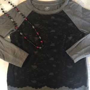 Ann Taylor Loft lace front sweatshirt