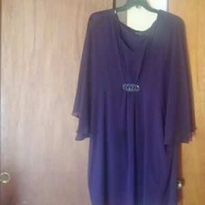 Purple poncho style casual dress
