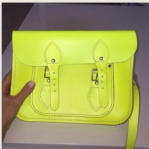 Cambridge satchel in neon yellow