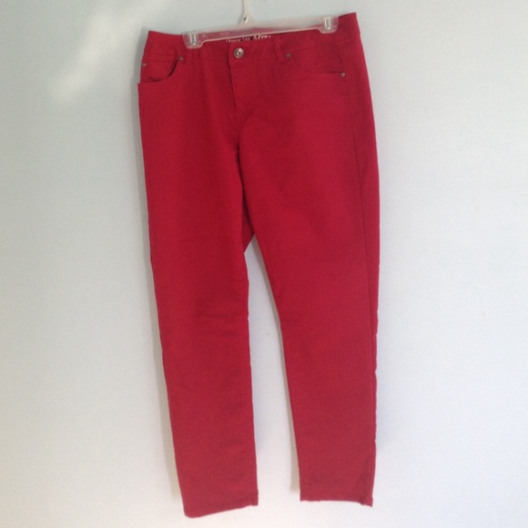 Red skinny leg jeans