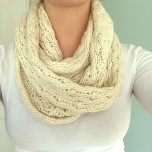 Cream knitted infinity scarf
