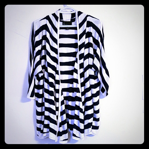 SALE Lane Bryant navy blue white striped cardigan