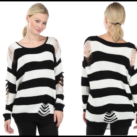 Shredded Striped Sweater
