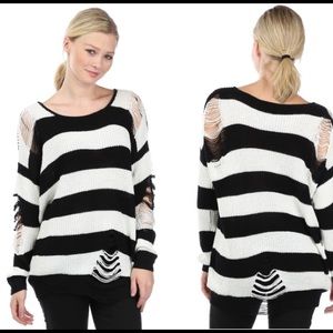 Shredded Striped Sweater