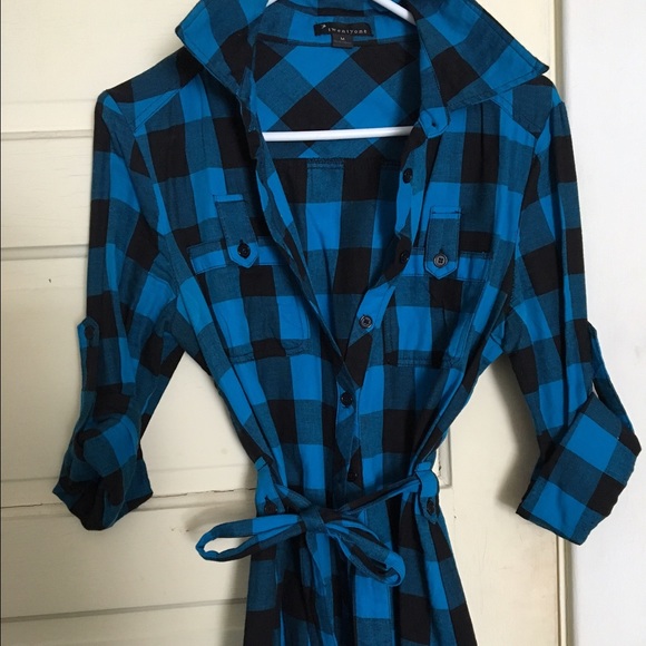 Blue and black plaid tunic