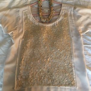 J. Crew pink sequined silk top