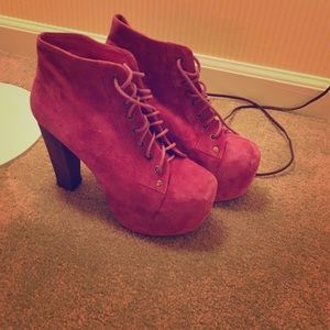 Pink Jeffrey Campbell Lita heel boot