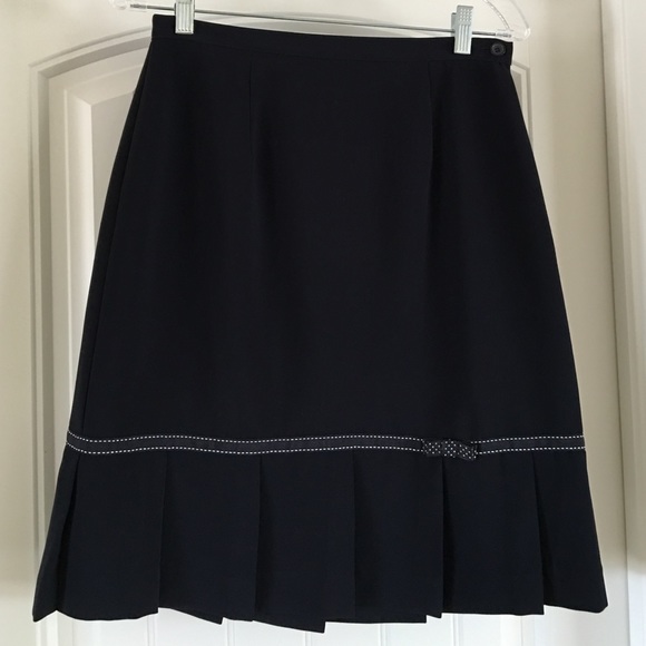 Navy A-Line Skirt with ribbon embellishment