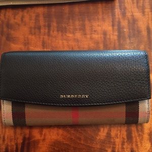 Burberry black leather Continental Wallet