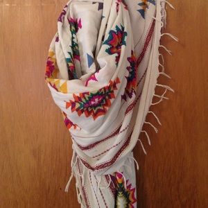 Anthropologie Aztec Fringe Scarf