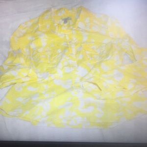 Yellow button down floral shirt