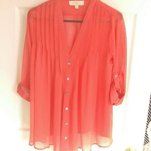 Olive & Oak coral button up blouse